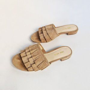 Nine West sand color ruffle slide sandal size 6